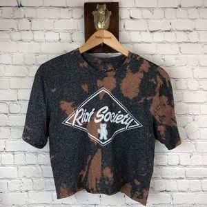 RIOT SOCIETY teddy bear bleached crop top